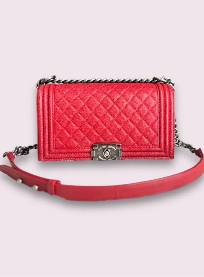 Chanel Boy 10 Red Caviar Rhw Holo 23