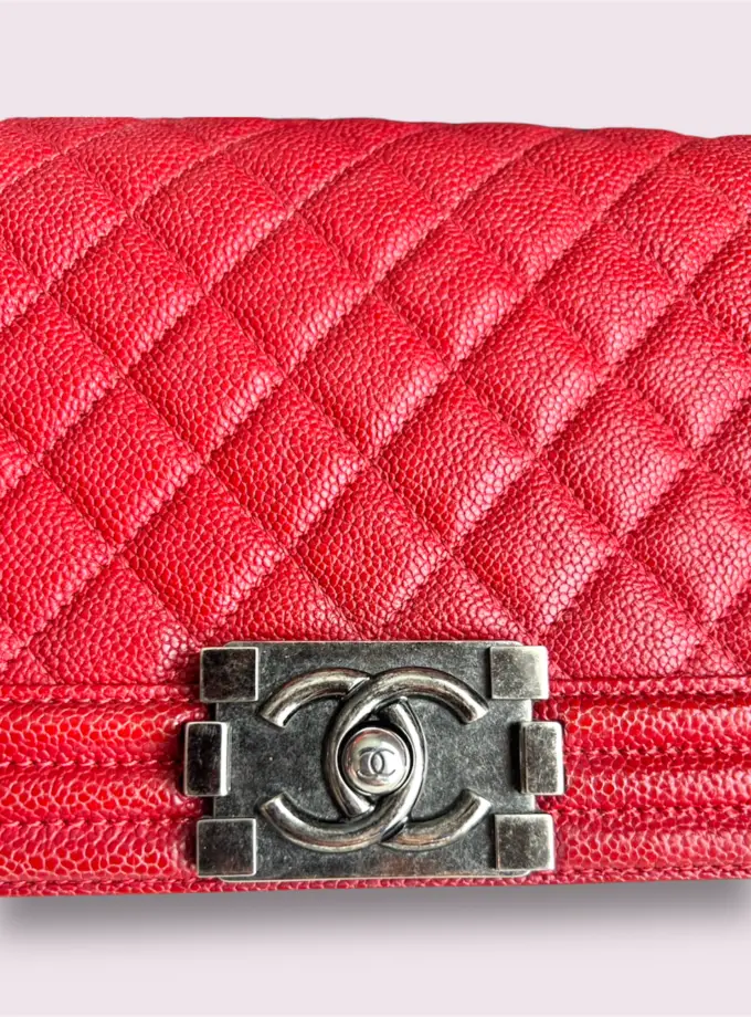 Chanel Boy 10 Red Caviar Rhw Holo 23