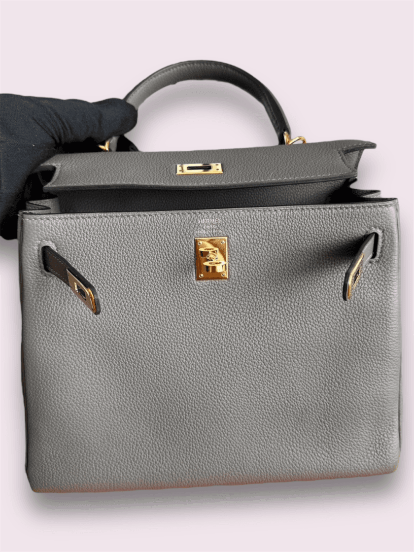 HERMÈS Kelly 25 togo Gris Meyer GHW