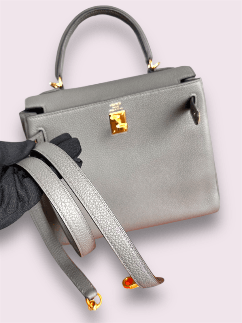 HERMÈS Kelly 25 togo Gris Meyer GHW